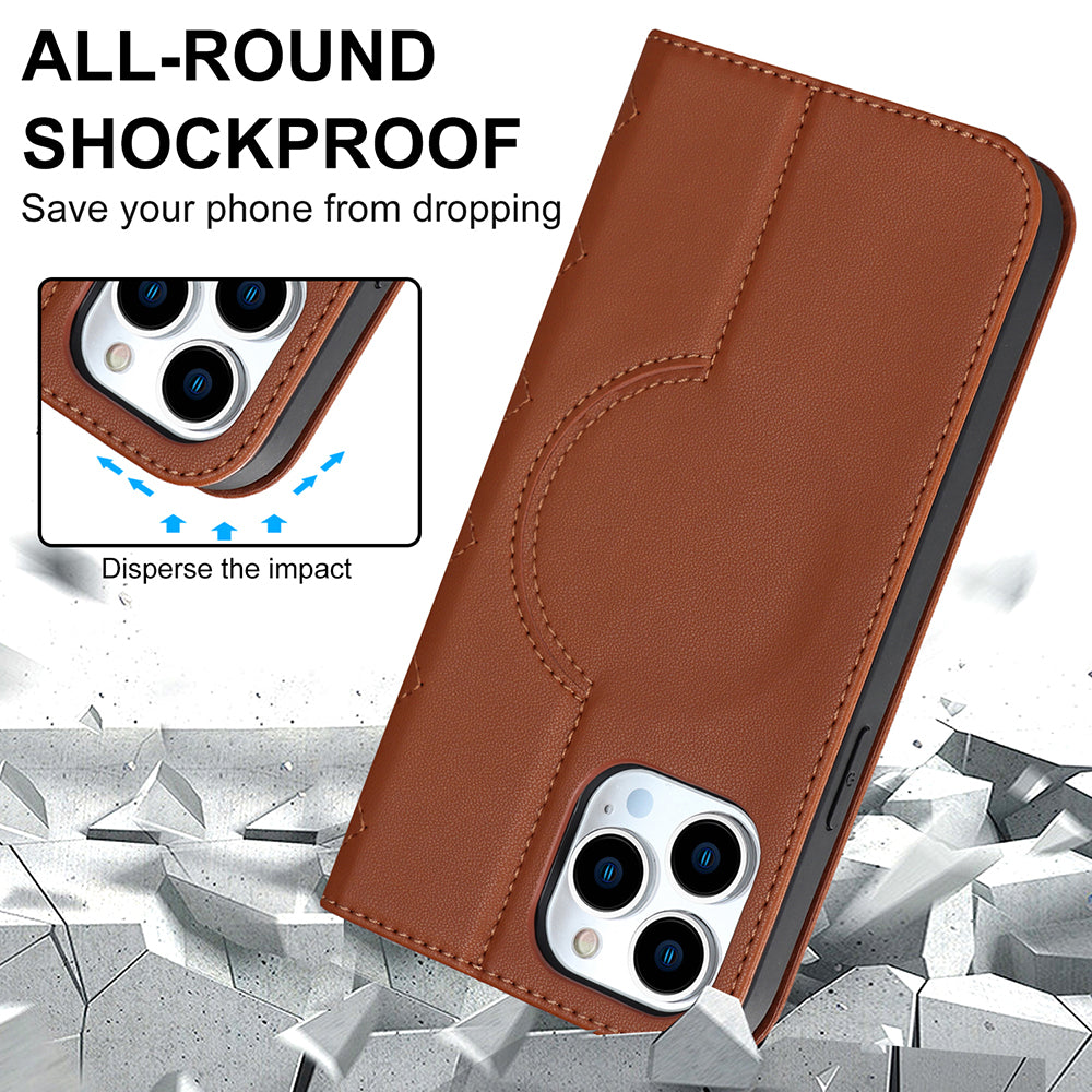 For iPhone 13 Pro 6.1 inch PU Leather Stand Phone Case RFID Blocking Card Holder Cover Compatible with MagSafe For iPhone 13 Pro 6.1 inch PU Leather Stand Phone Case RFID Blocking Card Holder Cover Compatible with MagSafe